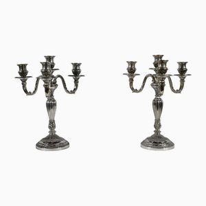 Silver Bronze Candleholders, Late 19th Century, Set of 2