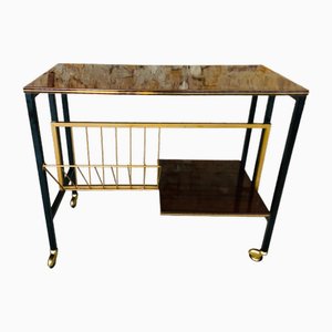 Vintage Formica & Metal Console Table on Wheels, 1970s