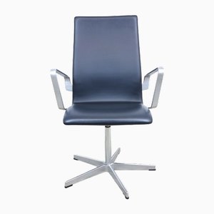 Chaises de Bureau Oxford en Cuir par Arne Jacobsen pour Fritz Hansen, Set de 3