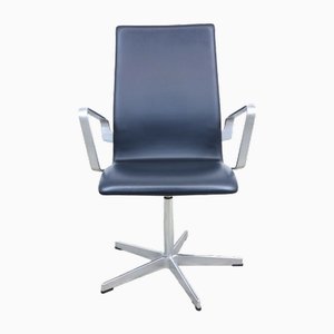Leather Oxford Desk Chairs by Arne Jacobsen for Fritz Hansen, Set of 3
