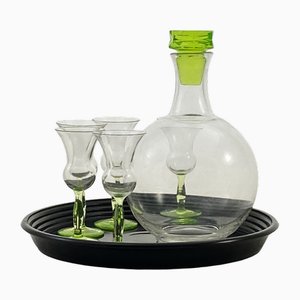 Liquer Decanter Kahid with Glasses from W.J.Rozendaal, 1930s, Set of 7