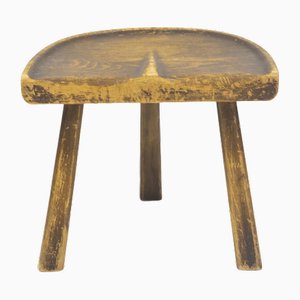 Rustic French Wooden Tripod Stool, 1950s