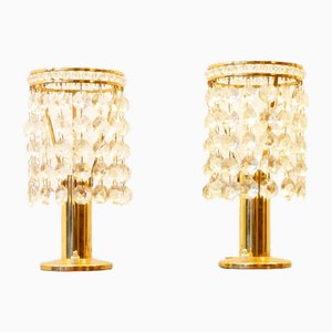 Brass and Crystal Bedside Table Lights from Bakalowits & Söhne, Vienna, Austria, 1960s Set of 2