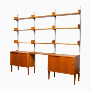 Teak Shelf System with Steel Bars attributed to Harald Lundqvist for Lizzy, 1950s
