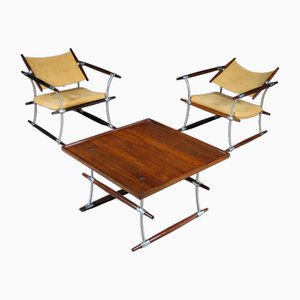 Butacas y mesa de Jens Harald Quistgaard para Stokke, 1966. Juego de 3