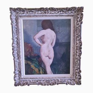 Emile Baes, Female Nude, 1900s, Oil on Canvas, Framed