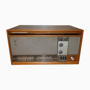 Model WR 718 Turntable Radio in Wood and Bakelite from Watt Radio, Italy, 1960s