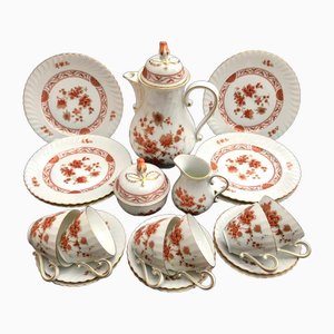 Vintage Burgund Porcelain Alka Coffee Set by Kaiser, Germany, 1960s, Set of 21