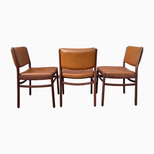 Vintage Chairs in Rosewood and Leather, 1960s, Set of 6