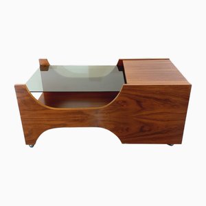 Bar Coffee Table in Rosewood and Smoked Glass, 1960s