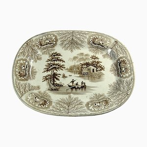 19th Century Faience Serving Platter from John Wood, 1890s
