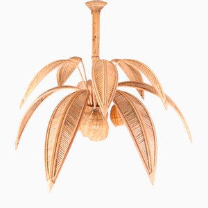 Palm Tree Ceiling Light in Rattan, 1990s