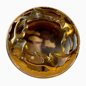 Art Deco Brass Incense Bowl with Swans, 1930s