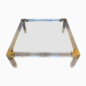 Large Hollywood Regency Coffee Table Glass in Acrylic Glass in the Style of Hollis Jones, 1970s