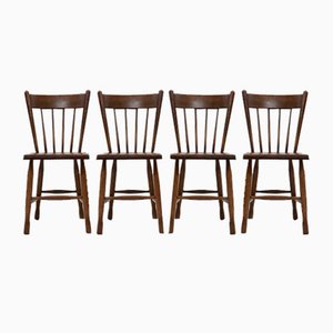 Dutch Brutalist Oak Dining Chairs, 1960s, Set of 4