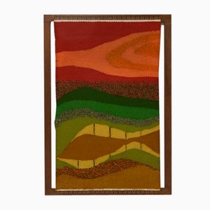 Large Danish Abstract Framed Wool Tapestry, 1960s