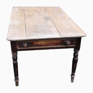 Scrub Top Pine Kitchen Table with Drawer, 1850s