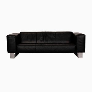 Three-Seater Sofa in Black Leather by Rolf Benz