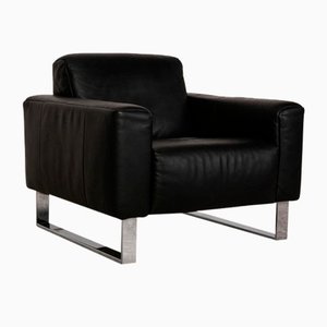 Armchair in Black Leather by Rolf Benz