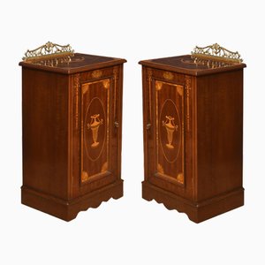 Inlaid Bedside Cabinets, 1890s, Set of 2