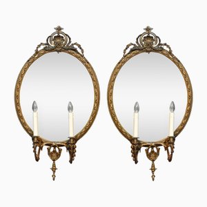 Gilt Girandole Wall Mirrors, Set of 2