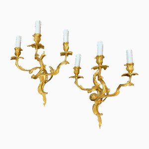 Louis XV Style Bronze Sconces, 1800s, Set of 2