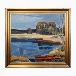 Spring Lake, 1950s, Oil on Canvas, Framed