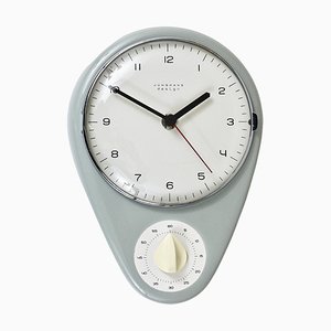 Mid-Century Gray Wall Clock attributed to Max Bill for Junghans, Germany, 1950s