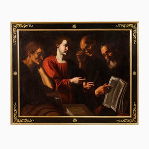 Artista italiano, Jesús entre los doctores, 1650, óleo sobre lienzo, enmarcado