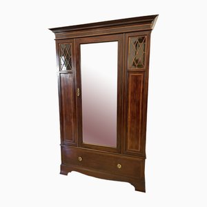 Edwardian Mahogany Inlaid Wardrobe, 1900s