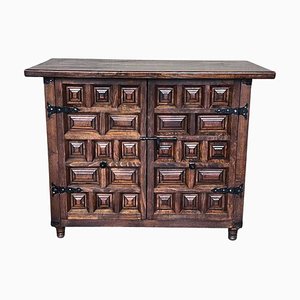 19th Century Spanish Carved Walnut Tuscan Credenza or Buffet with Two Drawers, 1880s