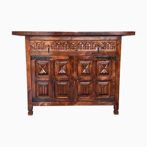 19th Century Spanish Carved Walnut Tuscan Credenza or Buffet, 1880s