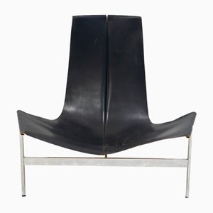 Black Leather T-Chair by Katavolos, Littell, & Kelley for Laverne International, 1950s