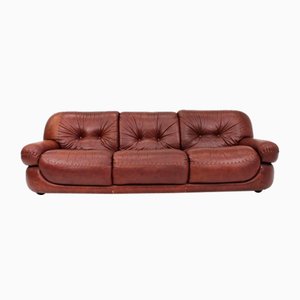 Italian Leather Sofa by Sapporo for Mobil Girgi, 1970s