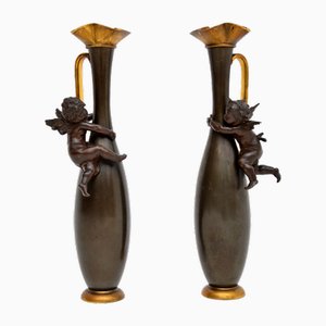 Antique French Bronze Pitchers, 1900s, Set of 2