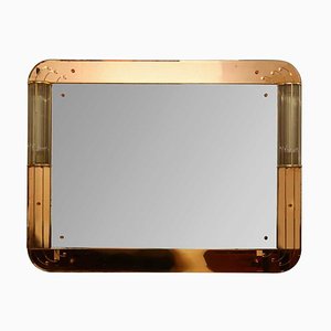 Art Deco Rectangular Bevel-Edged Wall Mirror with Etched Glass, 1920s