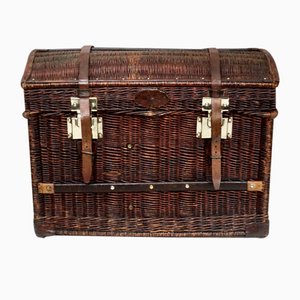 Antique Wicker Dome Topped Travel Trunk by Lisse Gallibourg, 1880s