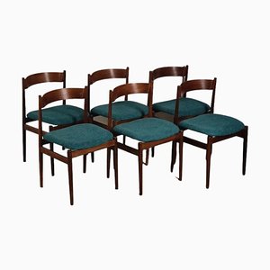 Wood & Boucle Model 107 Dining Chairs by Gianfranco Frattini for Cassina, 1960s, Set of 6