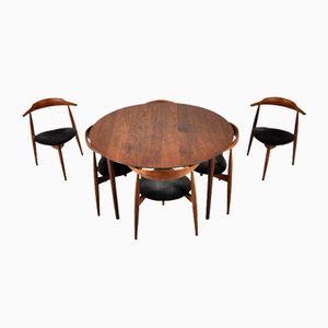 Dining Table and Chairs by Hans J. Wegner for Fritz Hansen, 1950s, Set of 7