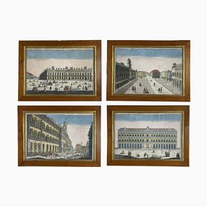 Remondini, Italian Architectural Views, Bassano, 1770s, Colored Engravings, Framed, Set of 4
