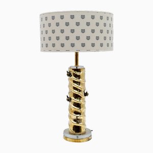 Brass and Murano Glass Lamp with Gucci Fabric, 2000s