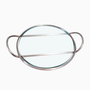 Postmodern Silver-Plated and Glass Serving Plate or Trivet by Lino Sabattini, Italy