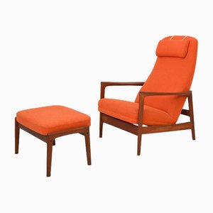Reclining Armchair and Ottoman by Folke Ohlsson for Dux, 1960s, Set of 2