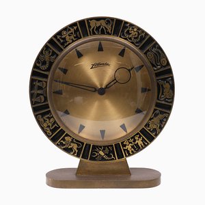 Reloj de mesa Atlanta Zodiac de latón, Alemania, 1972