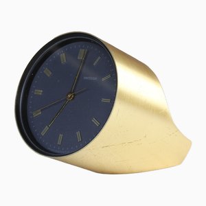 Reloj de mesa Portescap dorado de Angelo Mangiarotti para Secticon Swiss. Años 60