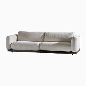 3-Sitzer Sofa aus Weichweißem Stoff & Braunem Fiberglas von Cini Boeri für Knoll Gavina, 1970er