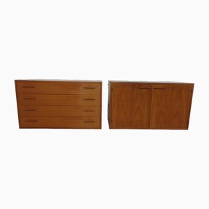 Wall Unit Teak Cabinets by Kai Kristiansen for Feldballes Furniture Factory, 1960s, Set of 2