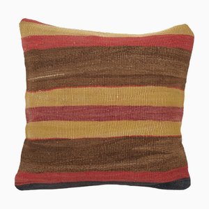 Small Turkish Striped Kilim Cushion Cover, 2010s