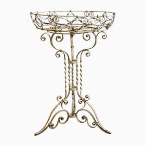 Wrought Iron Flower Stand with Rotatable Basket, 1890s