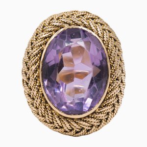 Vintage 18k Gold Cocktail Ring with Amethyst, 1960s